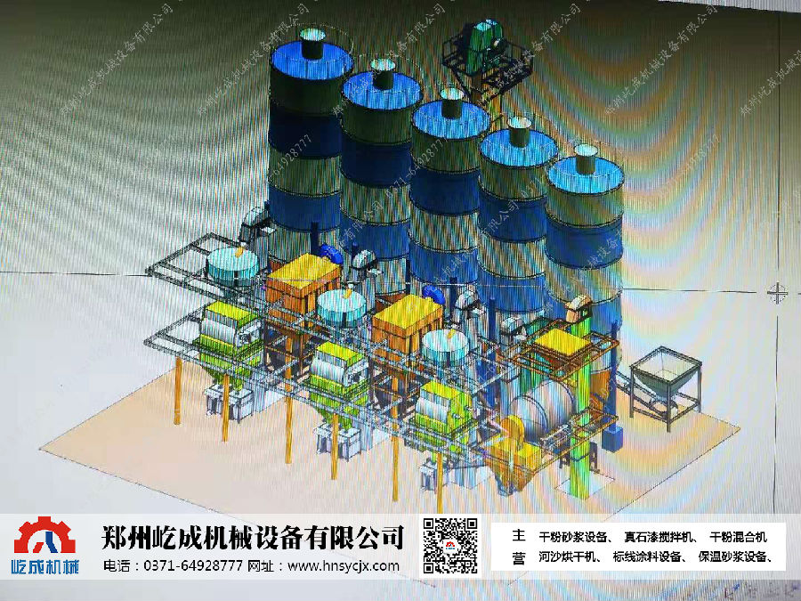 南昌干混砂漿生產(chǎn)線和?；⒅楸厣皾{設備安裝中